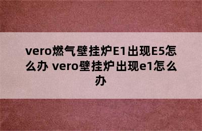 vero燃气壁挂炉E1出现E5怎么办 vero壁挂炉出现e1怎么办